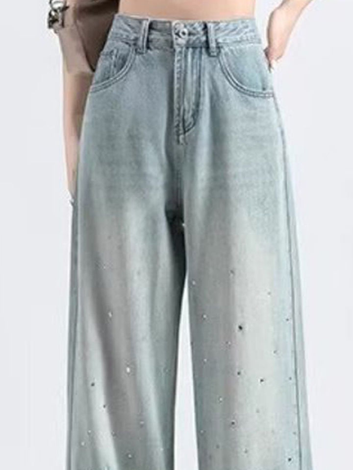 DressBerry Women Cotton Relaxed Fit Embellished High-Rise Light Fade Jeans