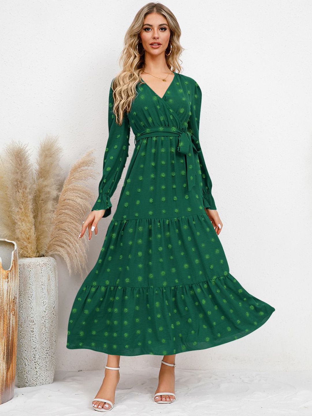 all about you Women Self Design A-Line Midi Dress