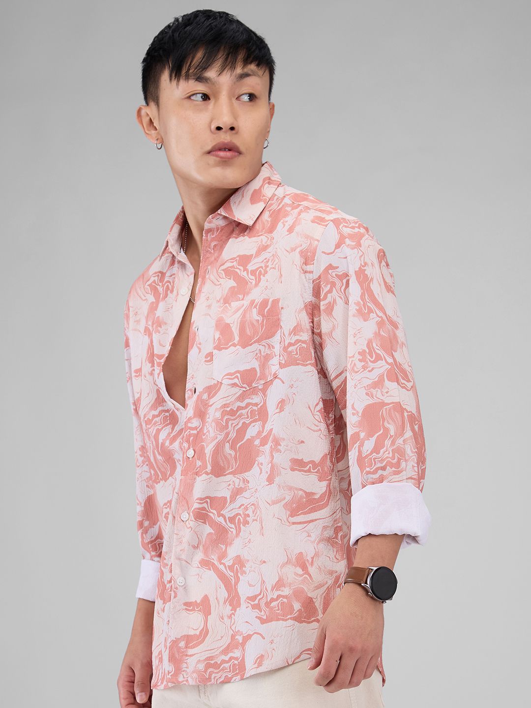 VASTRADO Men Classic Spread Collar Floral Printed Slim Fit Casual Shirt