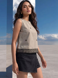Mamicha Geometric Embroidered Top