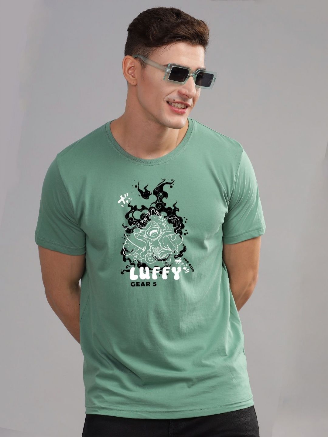 ADRO Men Printed Raw Edge T-shirt