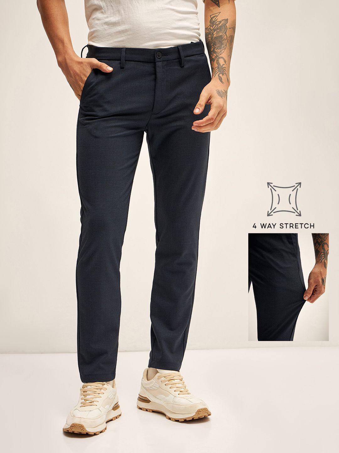 THE BEAR HOUSE Men Slim Fit Chinos Trousers