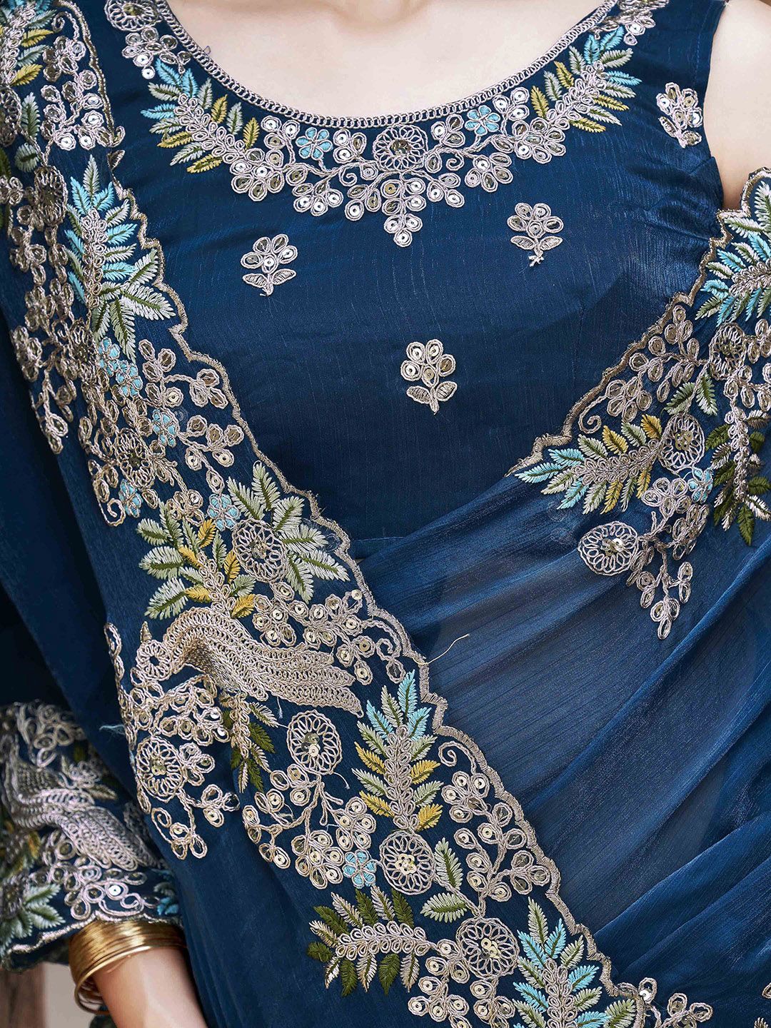 Tikhi Imli Sequinned Poly Chiffon Saree