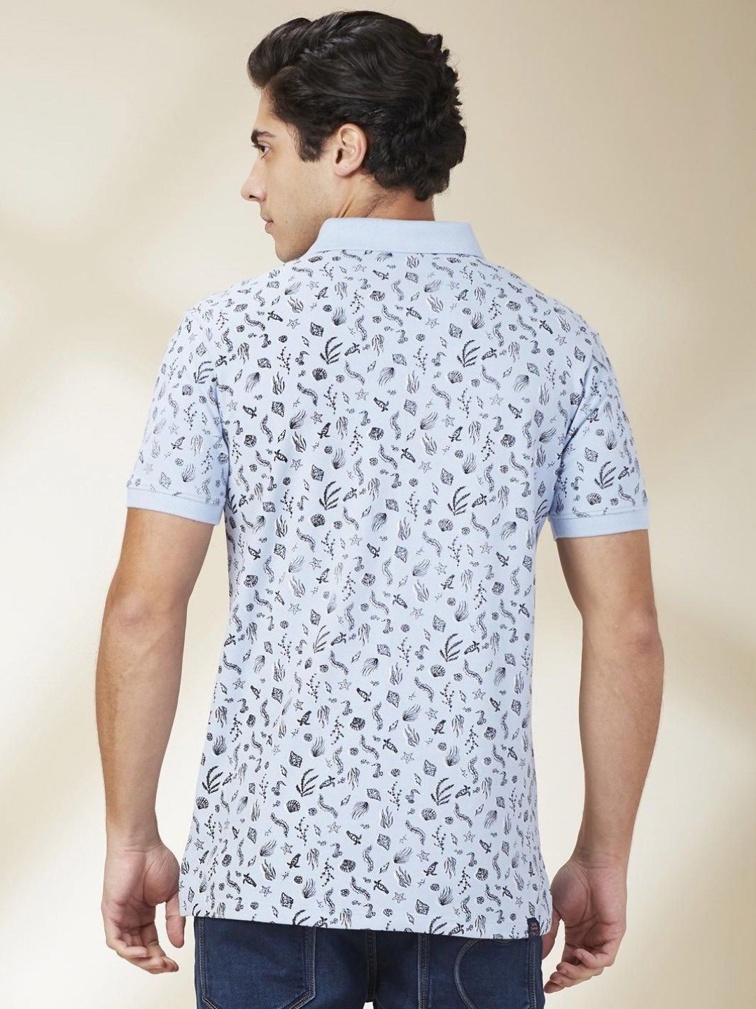 Being Human Men Conversational Printed Polo Collar Cotton Slim Fit T-shirt