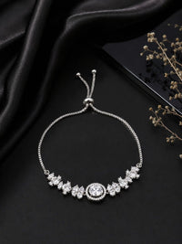 PANASH Wanita Brass American Diamond Bersalut Perak Gelang Lilit