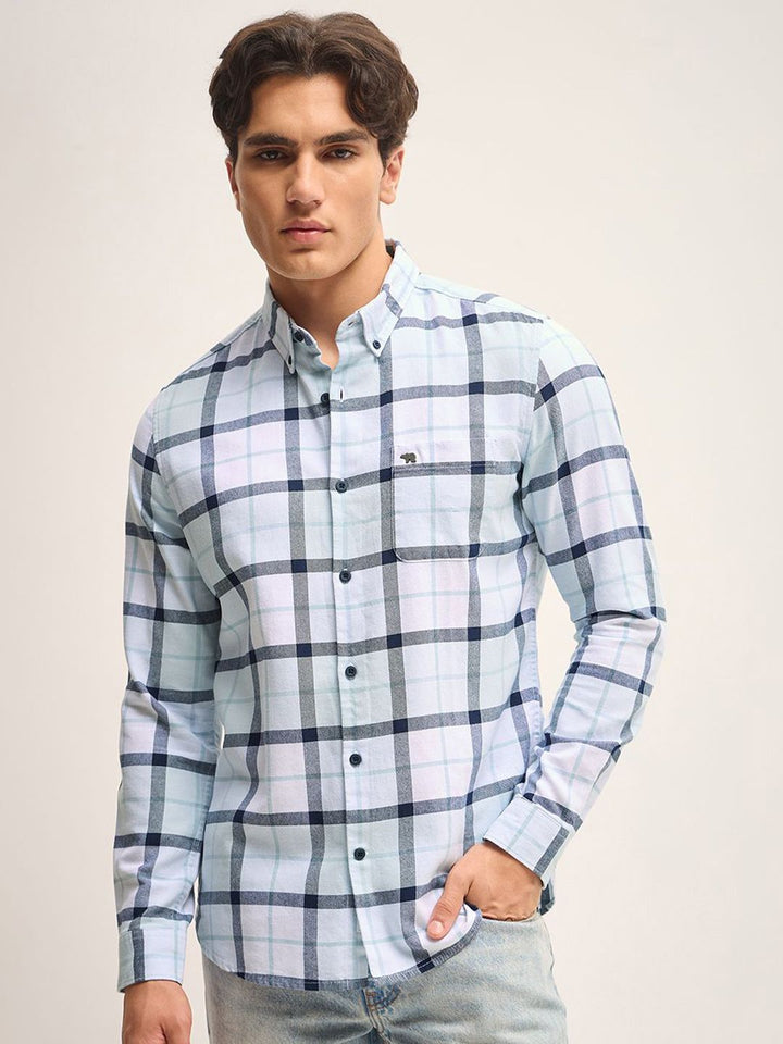 THE BEAR HOUSE Men Slim Fit Opaque Checked Casual Shirt
