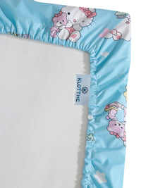 Watak Kartun Biru KLOTTHE Kapas Tulen 400 TC Dilengkapi Cadar King Superfine dengan 2 Sarung Bantal-98 x 89 inci