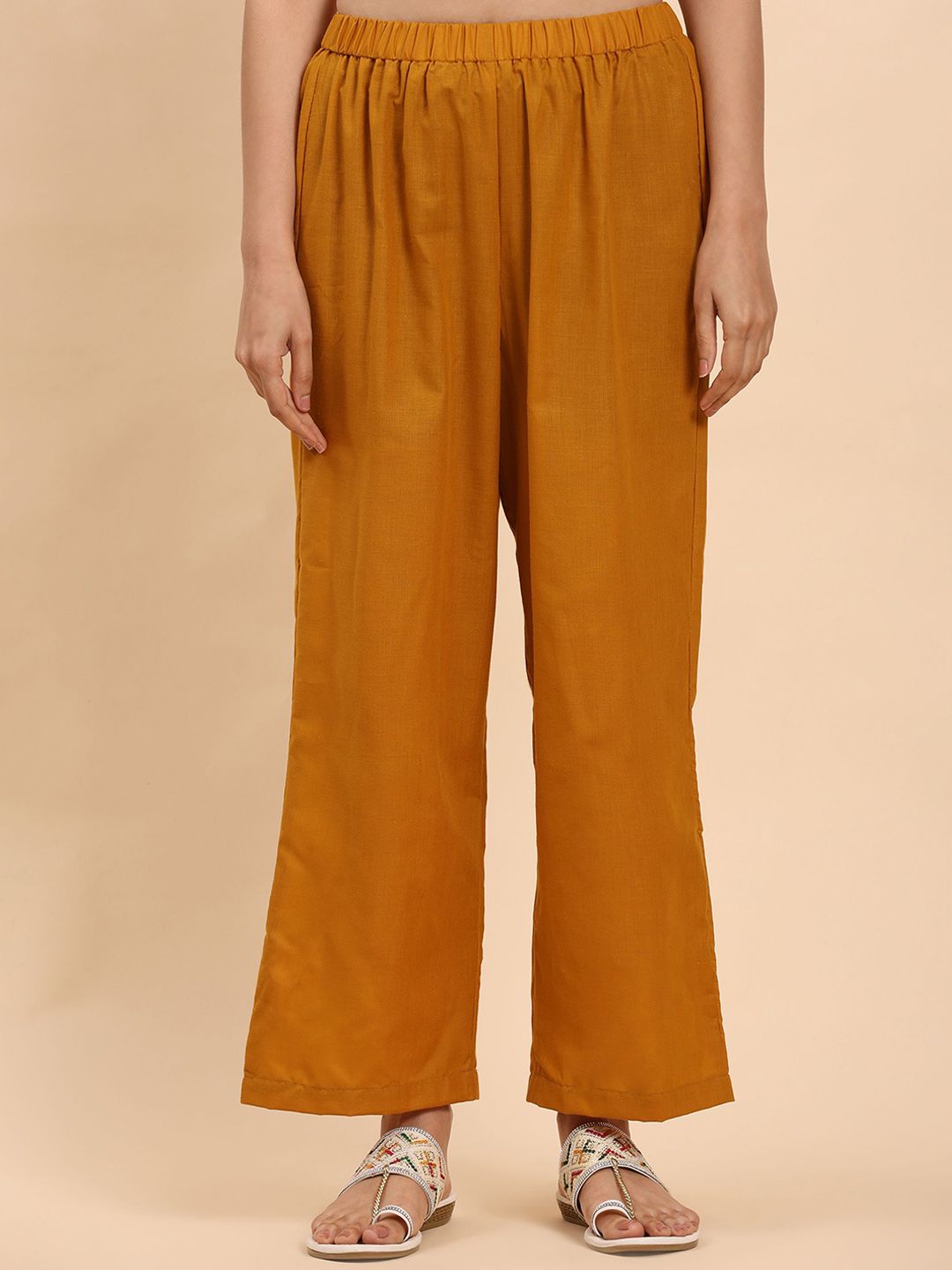 Mamicha Wanita Bercetak Kurta Kapas Tulen Biasa dengan Palazzos & Dengan Dupatta