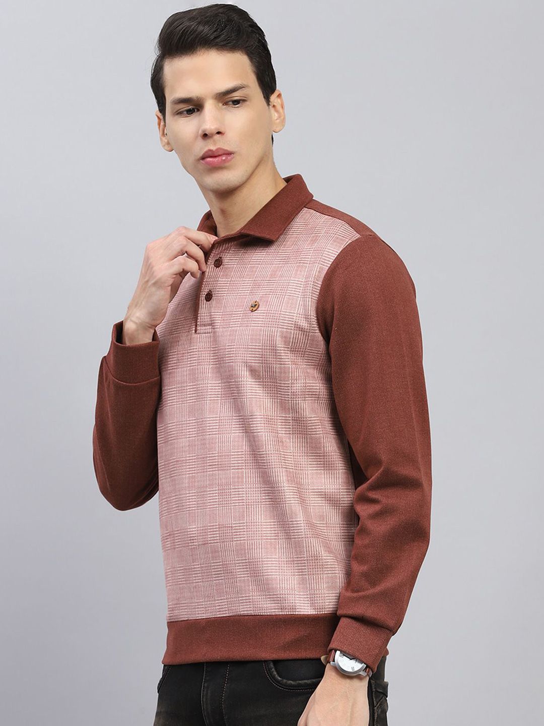 Monte Carlo Men Self Design Cotton Sweatshirt