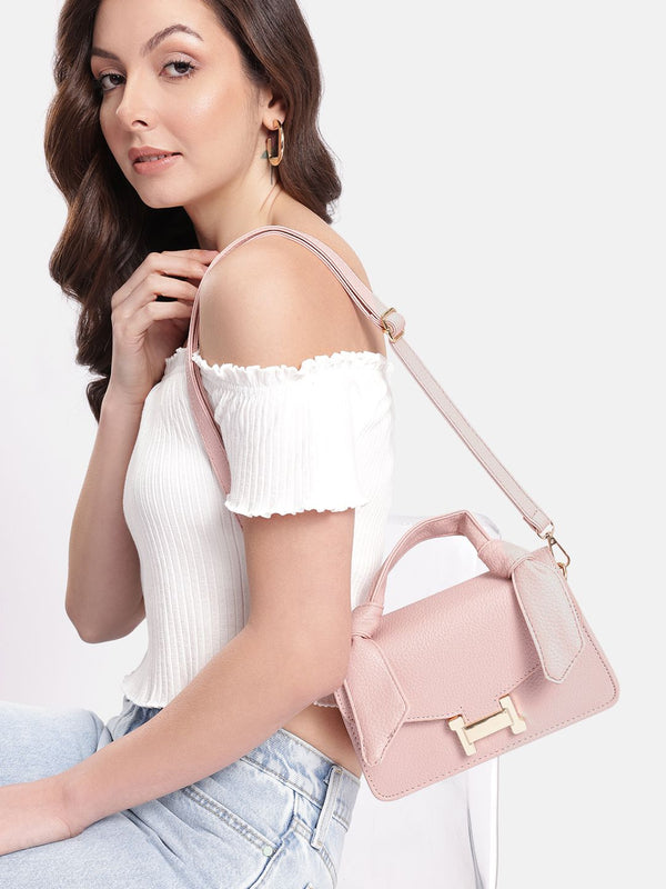DressBerry Brand Logo Embossed Textured Satchel