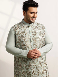 SOJANYA PLUS Men Ethnic Motifs Embroidered Regular Thread Work Kurta with Trousers