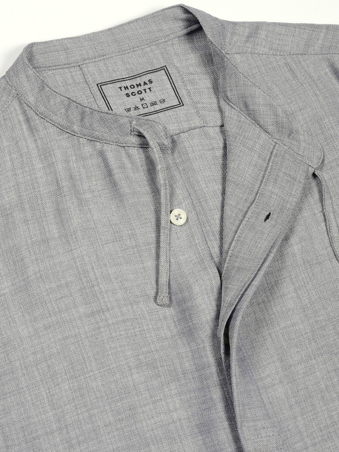 Thomas Scott Men Classic Mandarin Collar Solid Slim Fit Casual Shirt