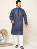 SOJANYA PLUS Geometric Embroidered Thread Work Silk Cotton Straight Kurta with Pyjamas