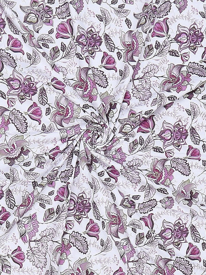 Monte Carlo Pink & White Floral Printed Mild Winter 136 GSM Single Bed Dohar