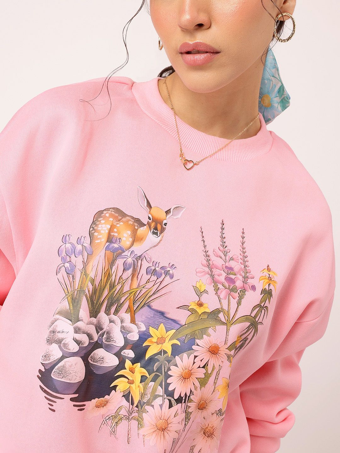 DressBerry Oversized Vibes Printed Sweatshirt