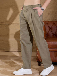 DENNISON Striped Korean Double Pleated Baggy Fit Trouser