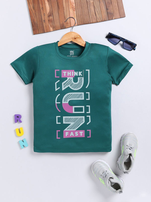 HRX by Hrithik Roshan Boys Typography Printed Dry Fit T-shirt