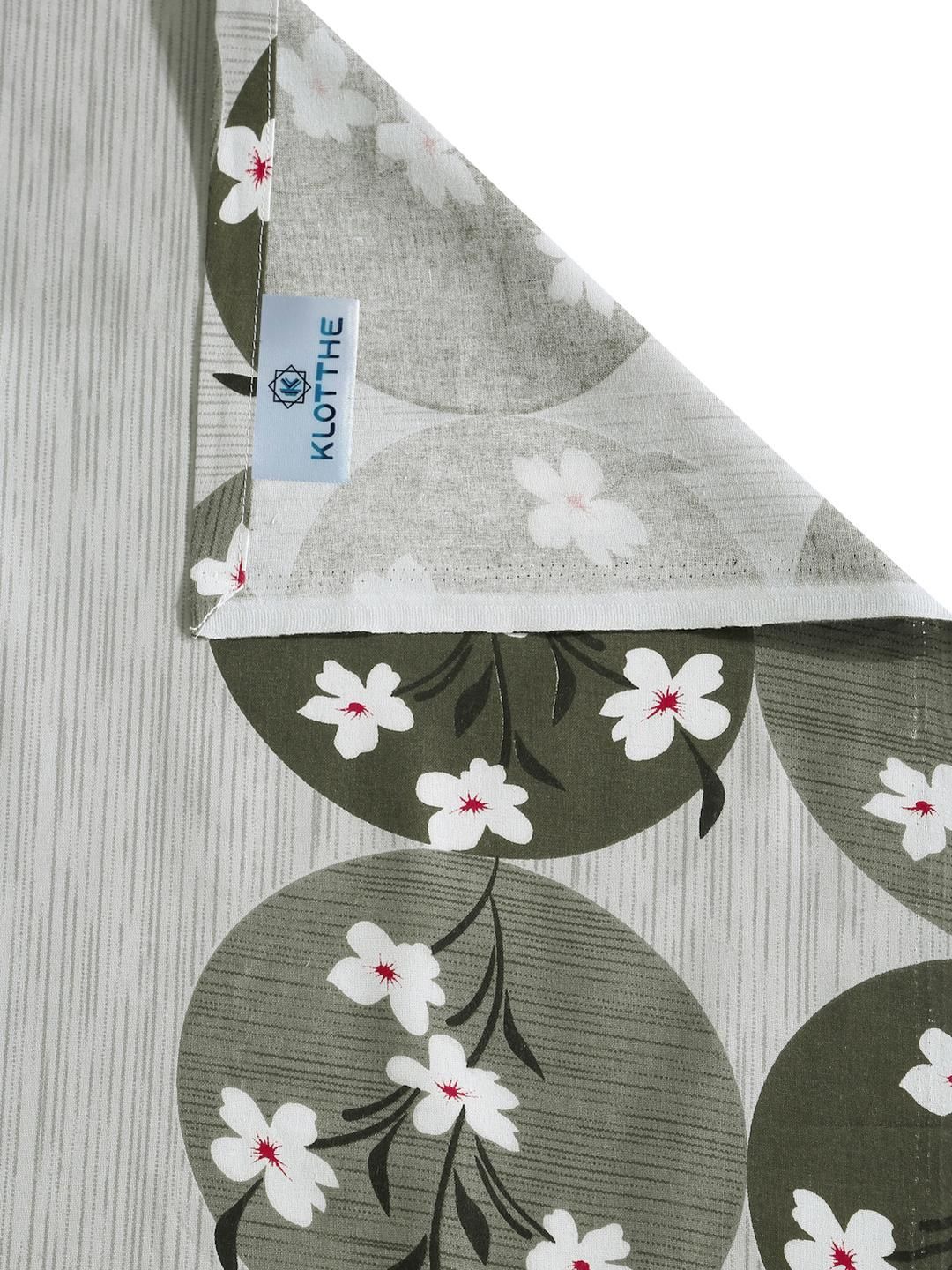 KLOTTHE Olive Floral Printed Cotton 400 TC King Bedsheet Sets 2.5 m x 2.25 m