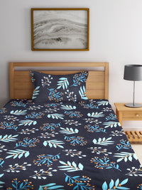 Myntra Elegant Homes Multicoloured Floral 300 TC Single Bedsheet with 1 Pillow Covers
