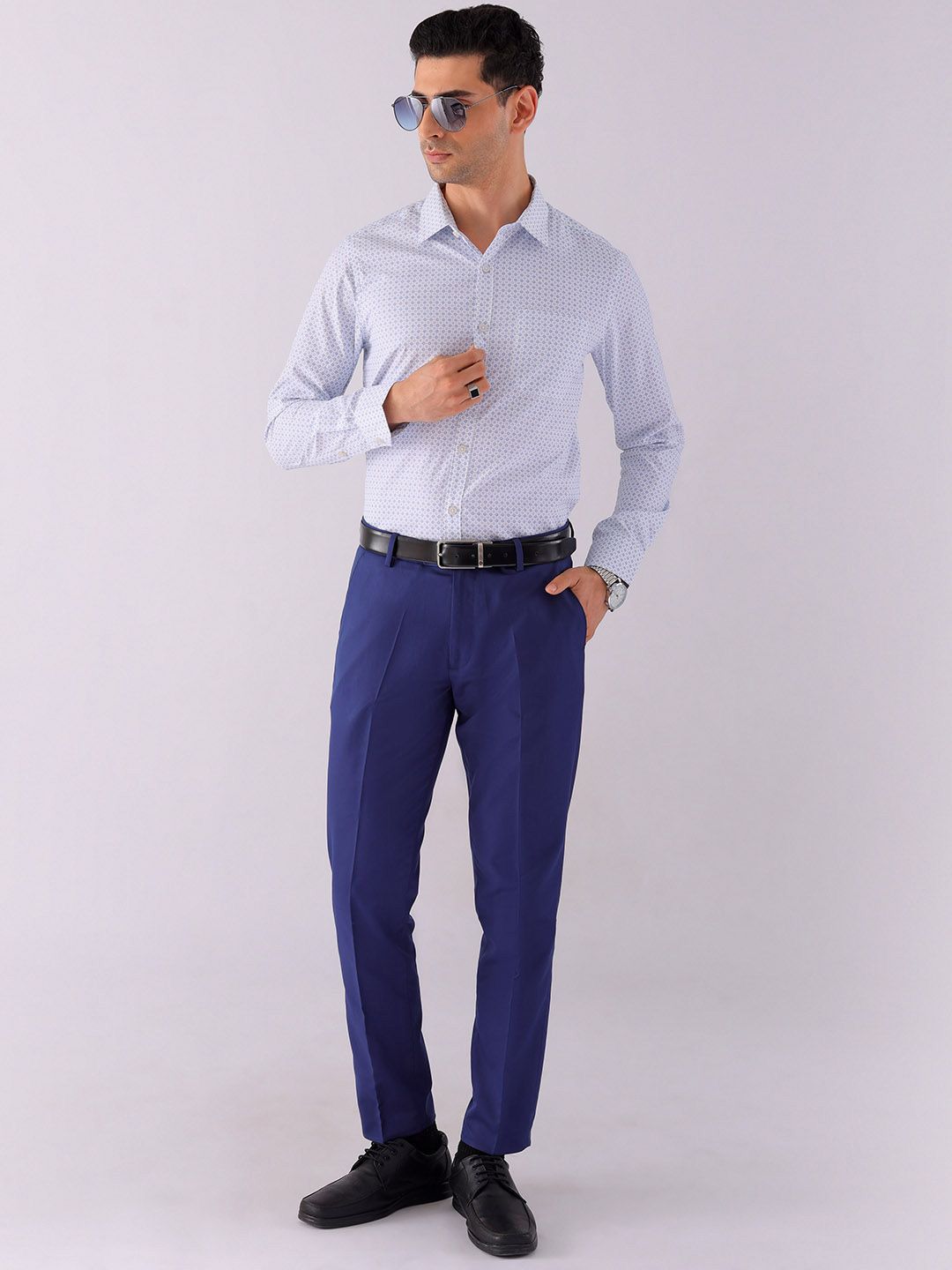 The Indian Garage Co. X Luxe Men Spread Collar Micro Ditsy Printed Slim Fit Formal Shirt