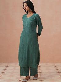 Rumah Chikankari Kurta Chikankari Biasa Wanita dengan Seluar