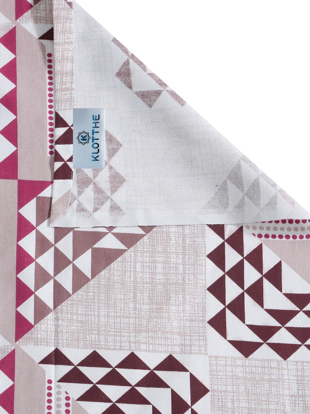 KLOTTHE Pink Geometric Cotton Single Bedsheets