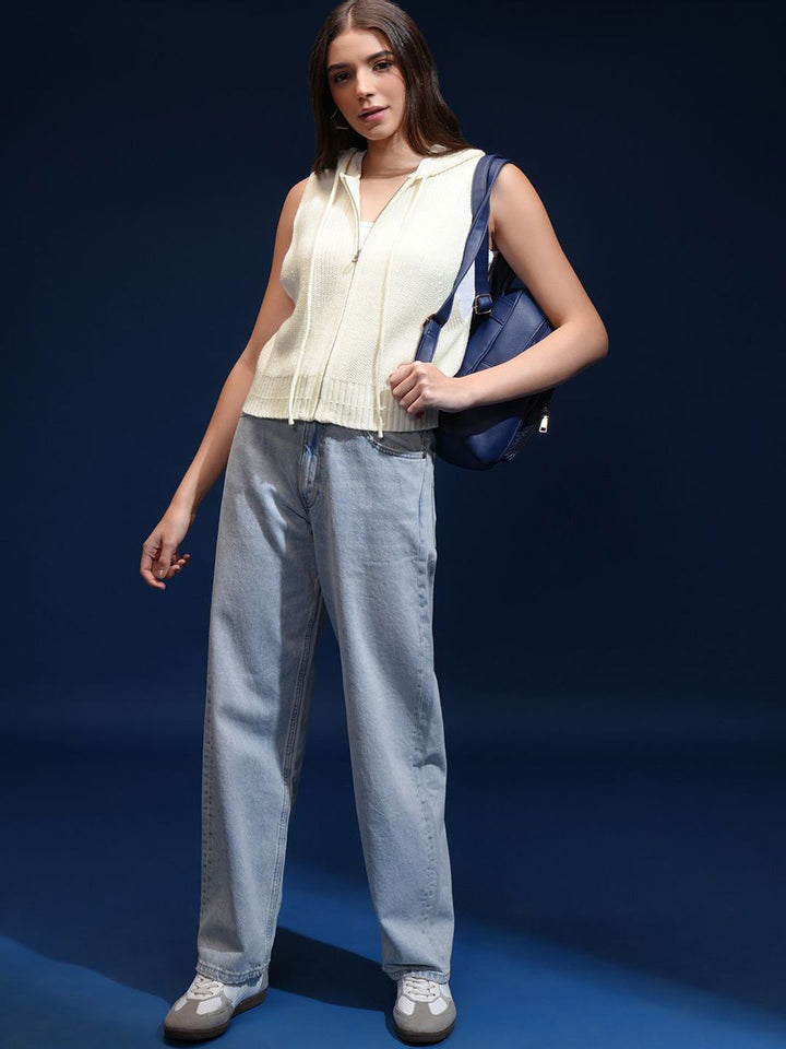 Tokyo Talkies Women Self Design Pullover with Zip Detail