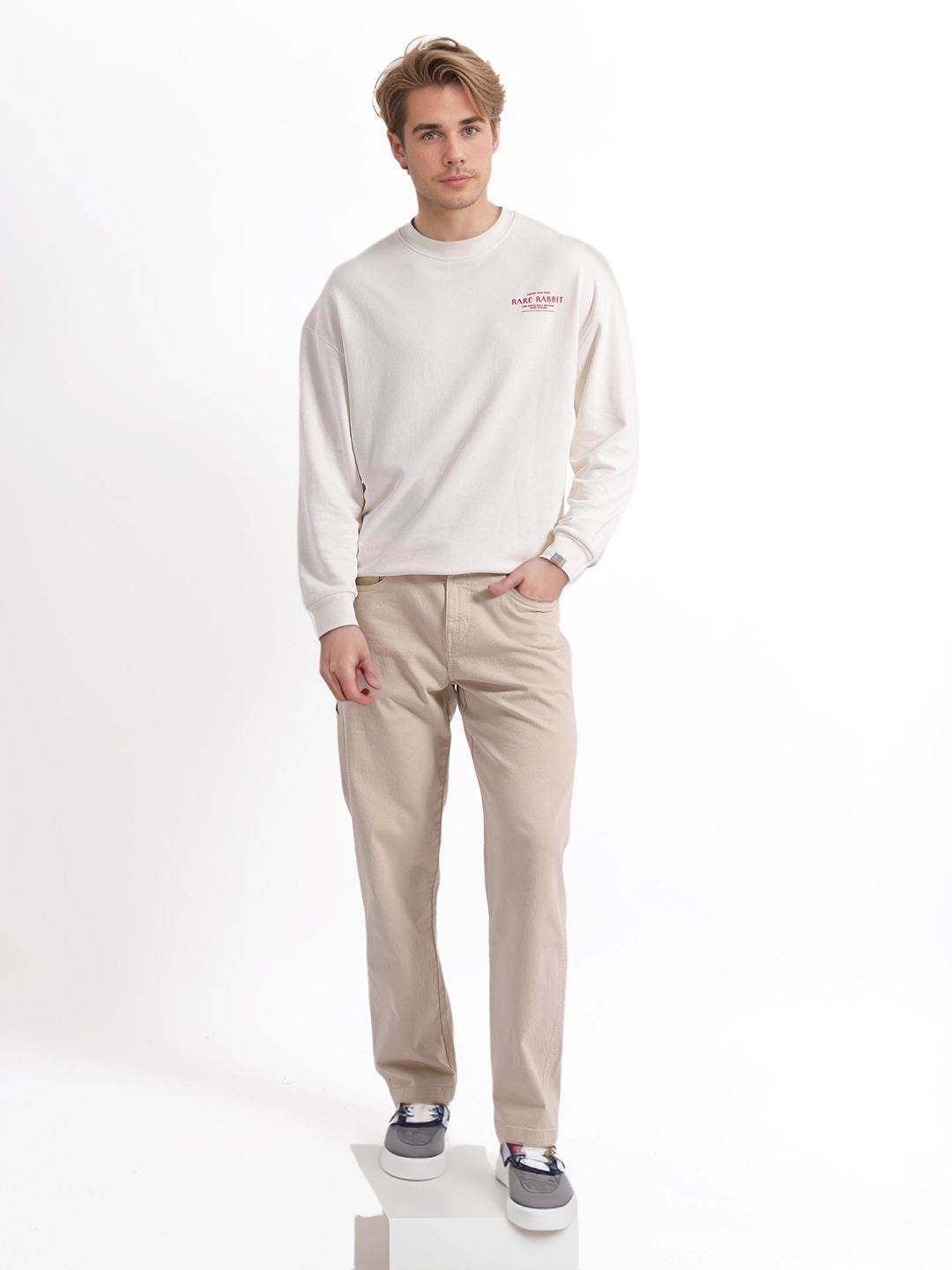 Lelaki Arnab Langka Kembali Bercetak Pusingan Kapas Pulton Pulton Sweatshirt