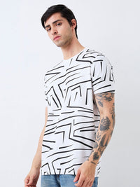 SPYKAR Men Abstract Printed Round Neck Cotton Slim Fit T-shirt