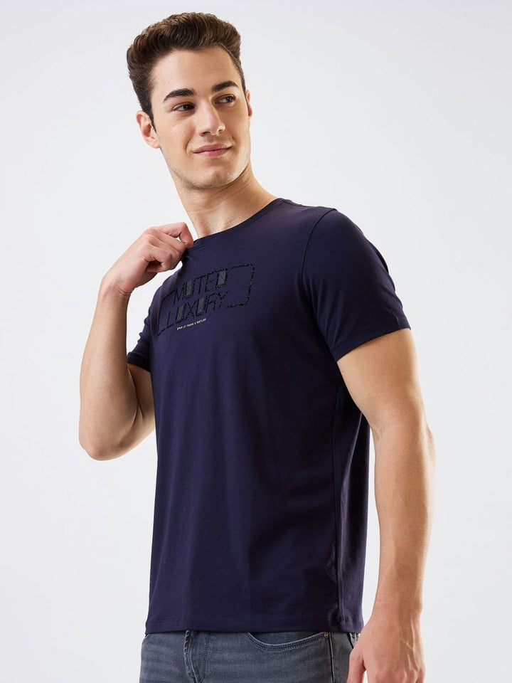 SPYKAR Men Typography Printed Round Neck Cotton Slim Fit T-shirt