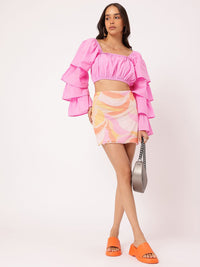 DressBerry Sugar Rush Layered Bell Sleeves Crop Top