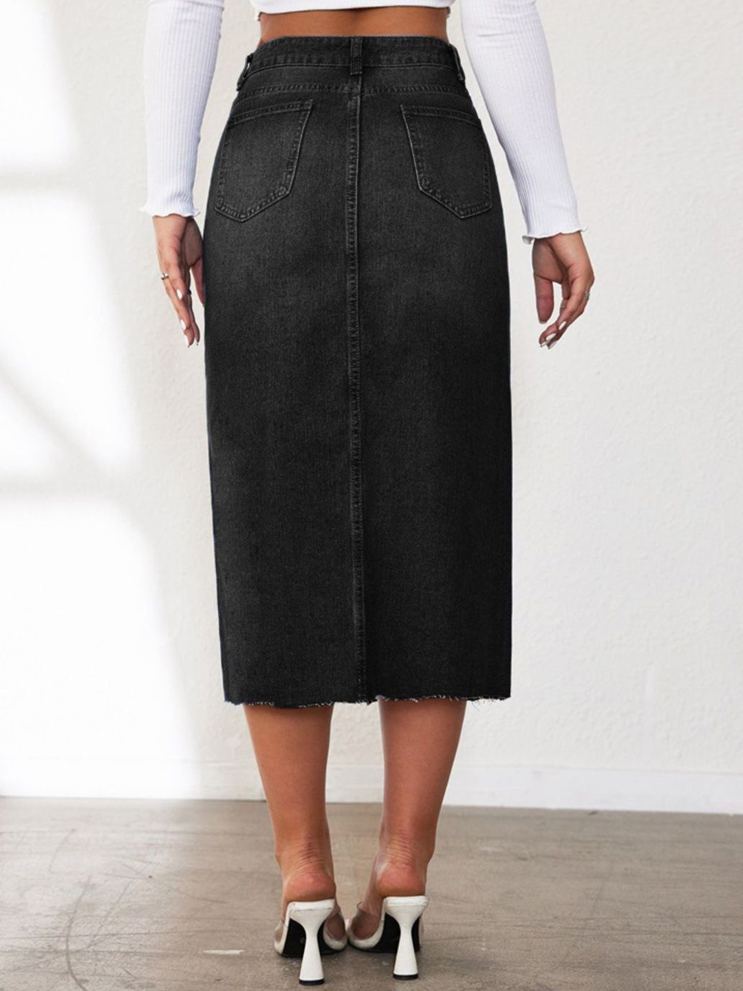 DressBerry Women Denim A-Line Midi Skirt