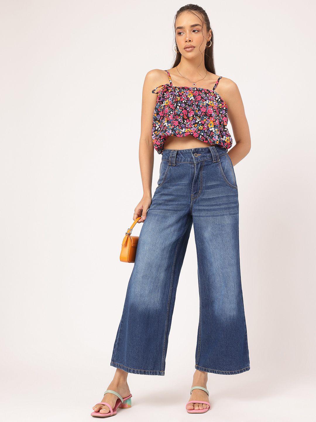 DressBerry Bloom & Beyond Floral Print Crop Blouson Top