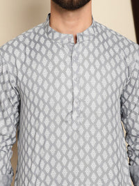 Anouk Lelaki Motif Etnik Bercetak Lengan Berkobar Kurta Pendek