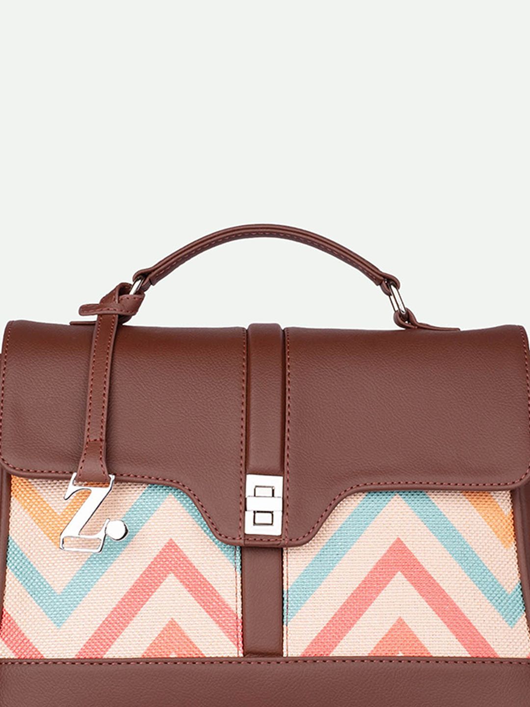 ZOUK WavBeach Nessa Geometric Printed Structured Jute Satchel