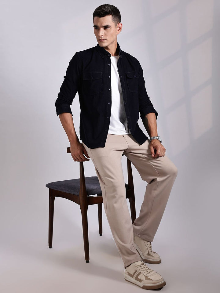 Thomas Scott Men Self Design Corduroy Cotton Shacket