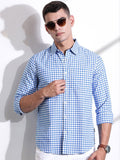 Thomas Scott Men Cotton Classic Slim Fit Gingham Checks Opaque Checked Casual Shirt