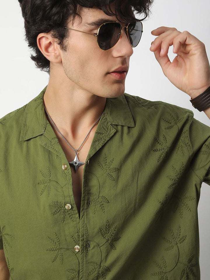 VASTRADO Men Classic Cuban Collar Floral Printed Cotton Oversized Casual Shirt