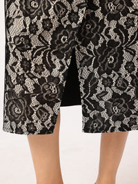 DressBerry Lace Sheath Midi Dress With Slit