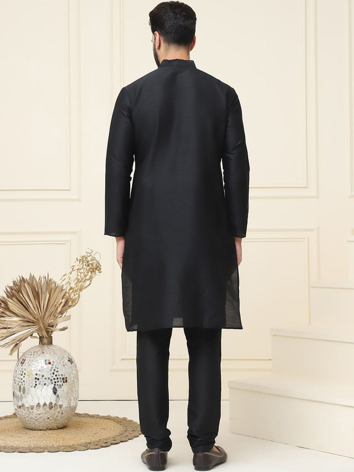 SOJANYA Mandarin Collar Silk Cotton Straight Kurta with Churidar