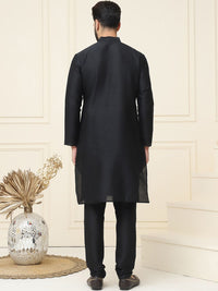 SOJANYA Mandarin Collar Silk Cotton Straight Kurta with Churidar