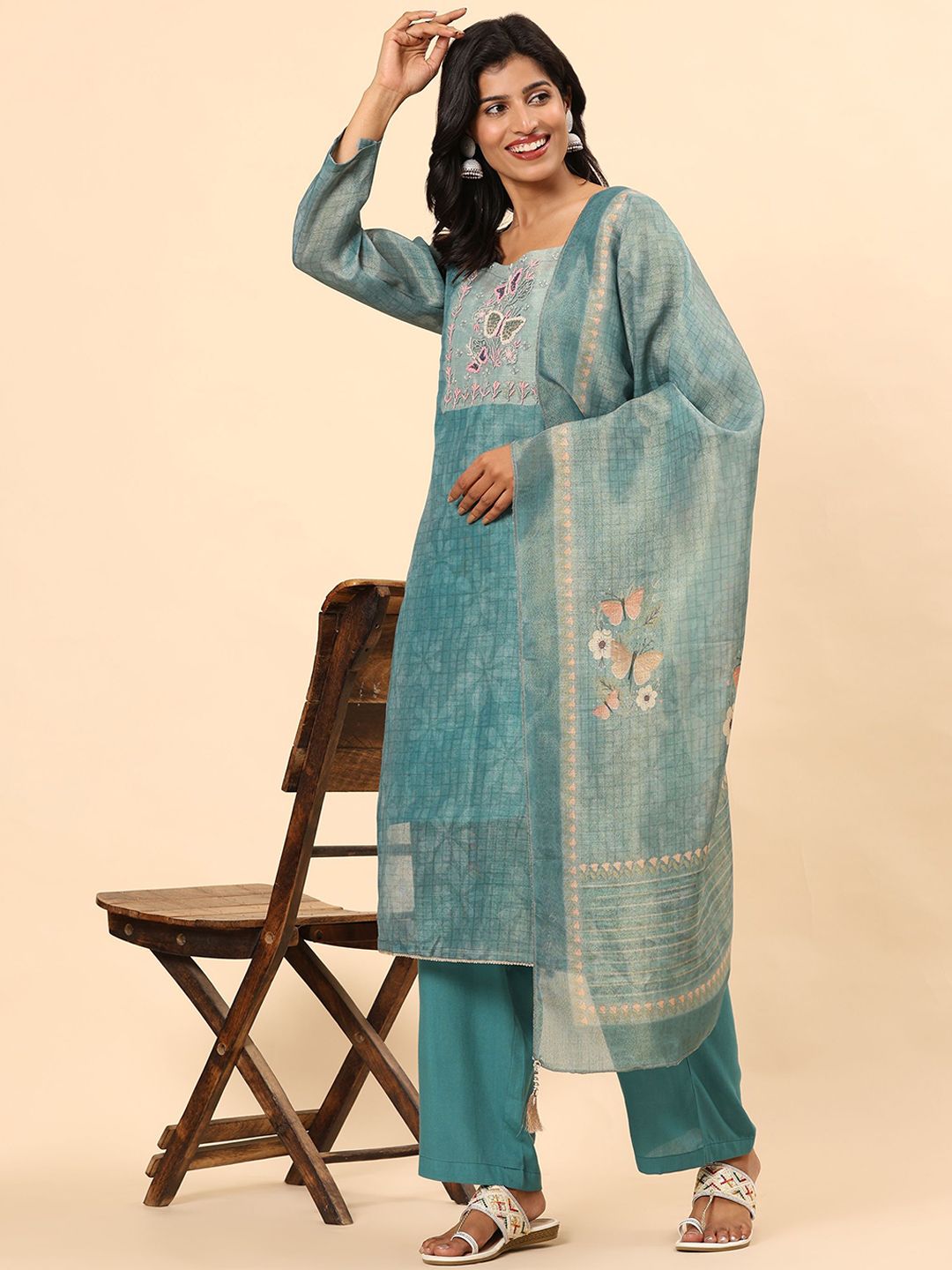 Mamicha Women Ethnic Motifs Printed Regular Pure Cotton Kurta with Palazzos & With Dupatta