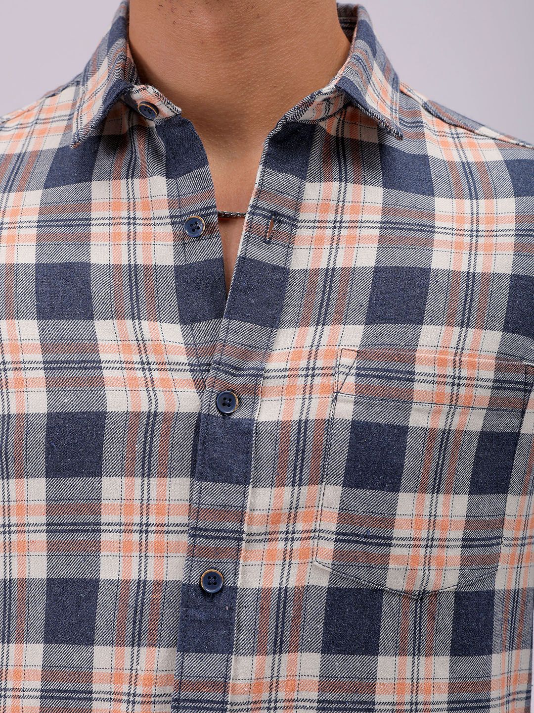 The Indian Garage Co Men Cutaway Collar Checked Cotton Slim Fit Casual Shirt