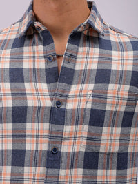 The Indian Garage Co Men Cutaway Collar Checked Cotton Slim Fit Casual Shirt