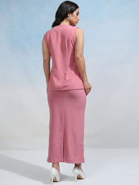 Tokyo Talkies Round Neck Sleeveless Blazer With Skirt