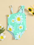 YK Girls Printed One Shoulder Swimwear Bodysuit