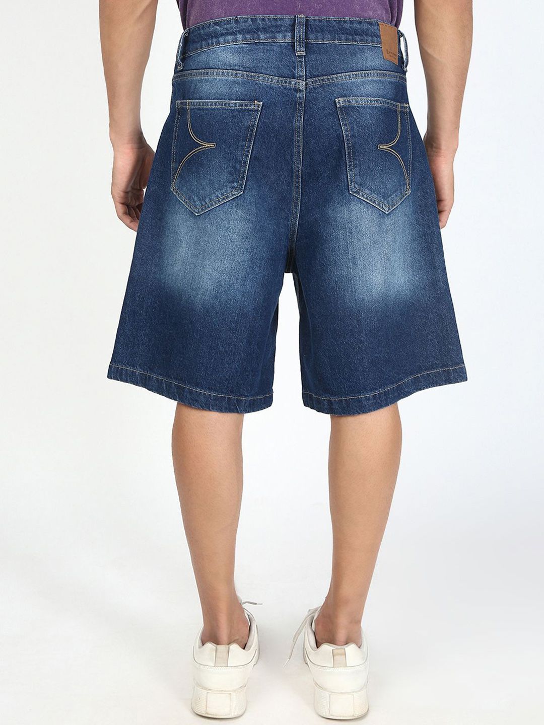 Bene Kleed Men Baggy Fit Paint Splatter Distressed Denim Shorts