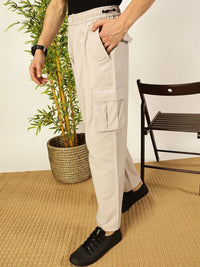 Thomas Scott Men Smart Loose Fit Mid-Rise Easy Wash Cargos Cotton Trousers