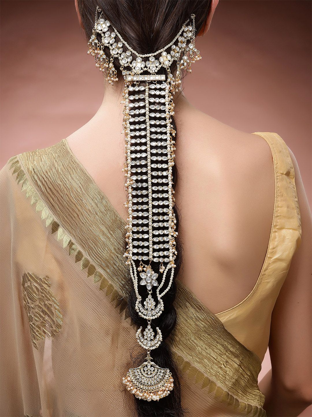 Karatcart Gold-Plated Kundan Studded & Beaded Choti
