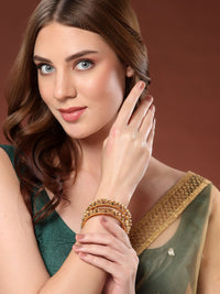 PANASH Set Of 2 24 CT Gold Plated Handcrafted Antique Bangles